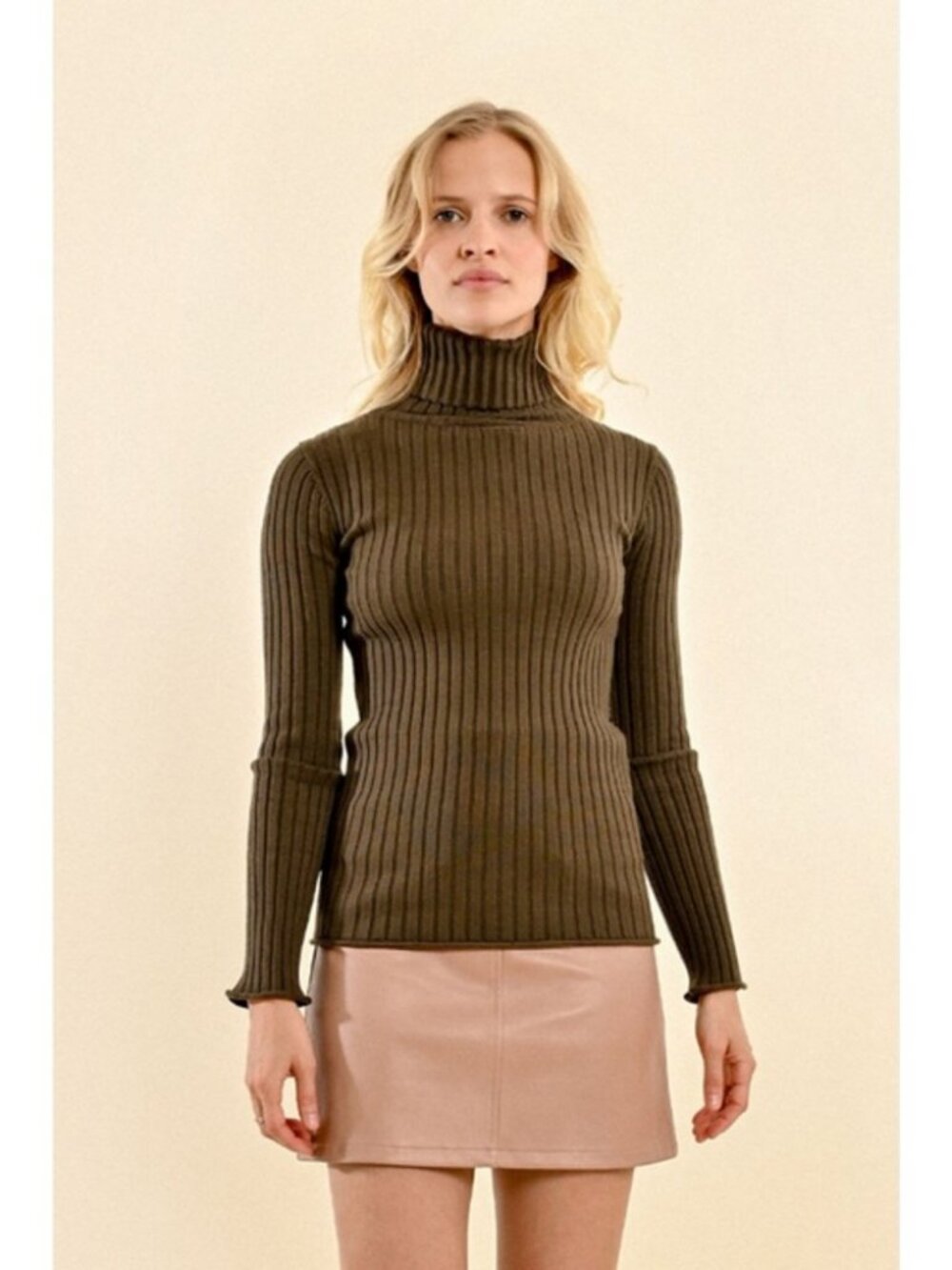 Molly Bracken Ribbed Knit Turtleneck Sweater